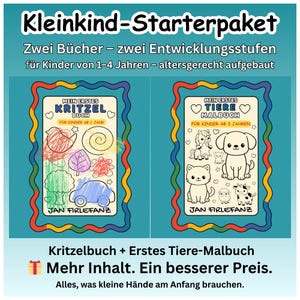 Zestaw startowy dla malucha (1-4 lata) – Książka do rysowania i pierwsza kolorowanka | 2 pliki PDF do druku