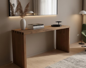 Rustic Consol Reclaimed Live Edge Solid Wood Dresser Table