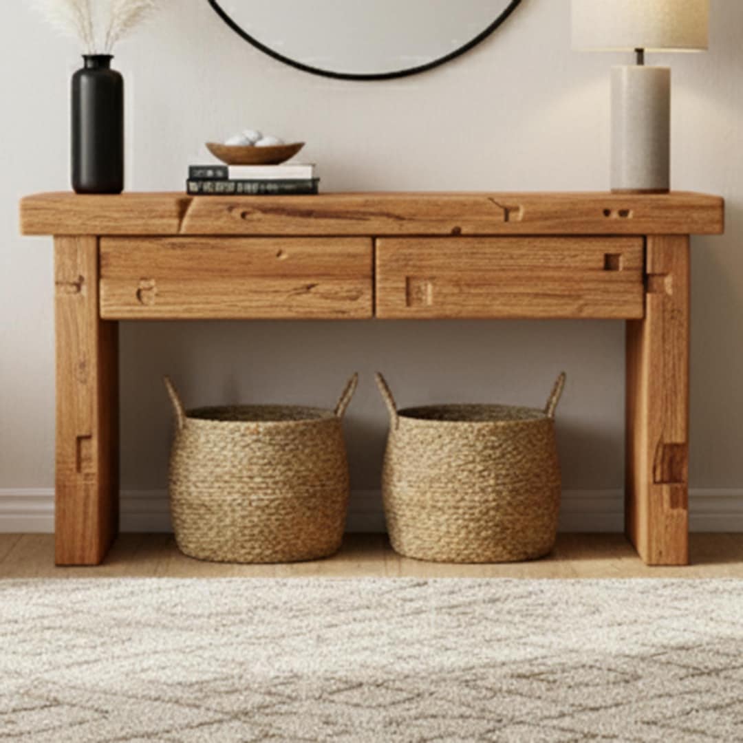 Wooden Entry Table With Drawers Rustic Console Dresser Table - Etsy