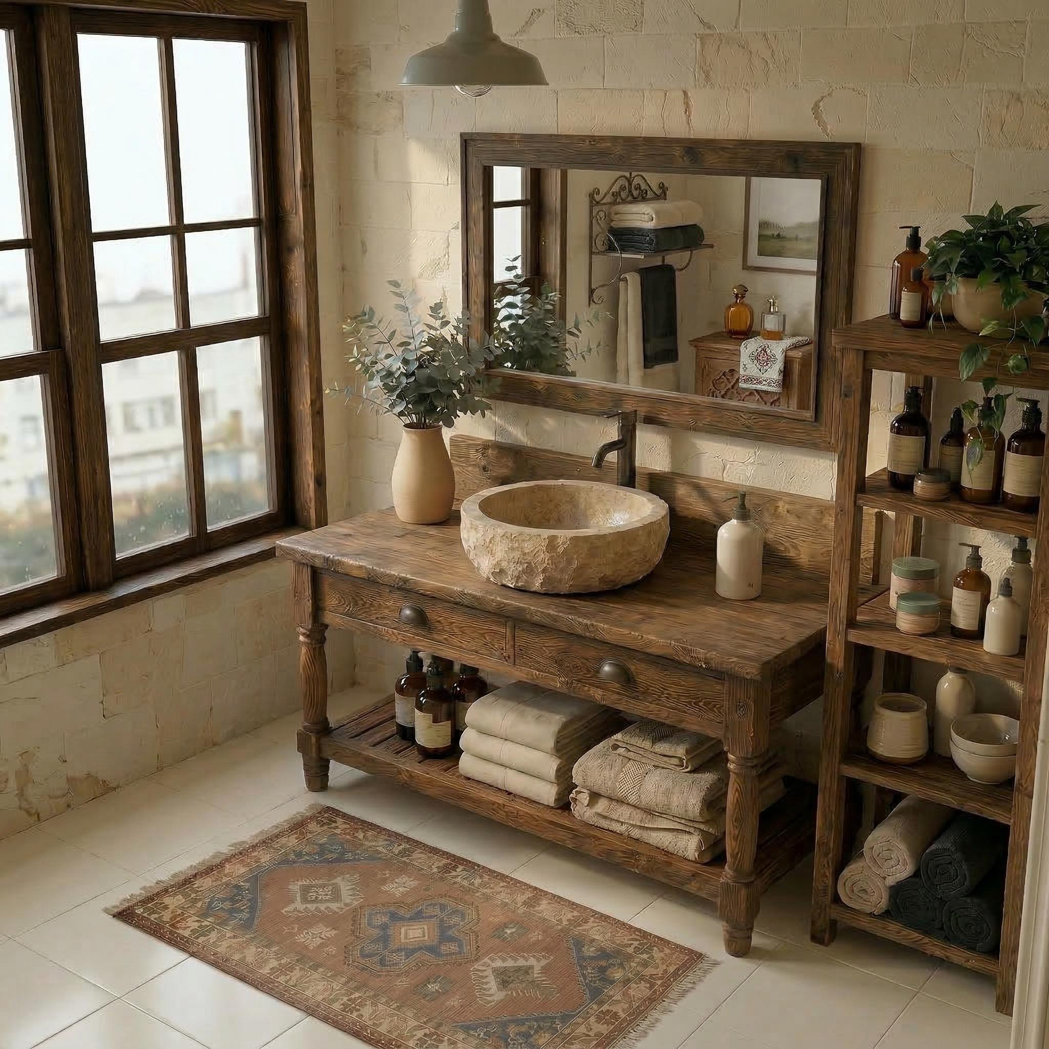 Meuble de salle de bain de style rustique