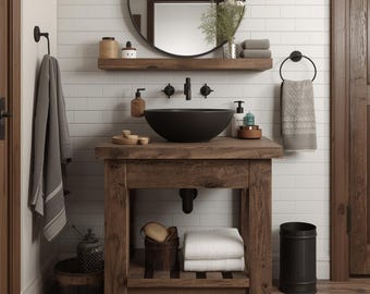 Badezimmer Eitelkeit Massivholz Live Edge Recycling RusticVanity Sink