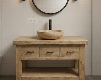 Rustic Bathroom Vanity, Solid Wood, Reclaimed Wood, Single and Double Sink Vanity, Farmhouse style, Handmade Bathroom Vanity, Custom Size
