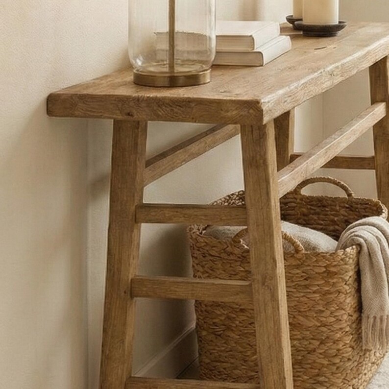 Rustic Console Table, Solid Wood, Reclaimed Wood Entryway Table, Hallway Table, Foyer Side Table, Handmade Custom Size 画像 5