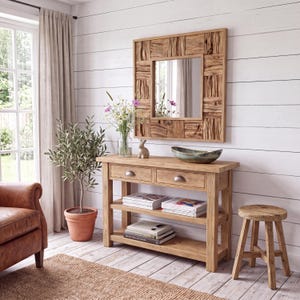 Rustic Console Dresser Table with Drawers, Solid Wood, Reclaimed Wood, Side Table, Entryway Table, Farmhouse Style, Custom Size Available.