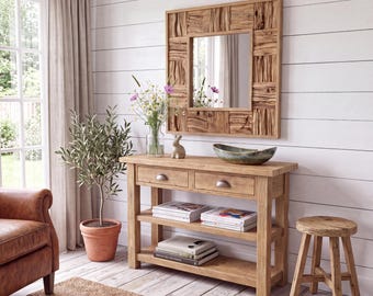 Rustic Console Dresser Table with Drawers, Solid Wood, Reclaimed Wood, Side Table, Entryway Table, Farmhouse Style, Custom Size Available.