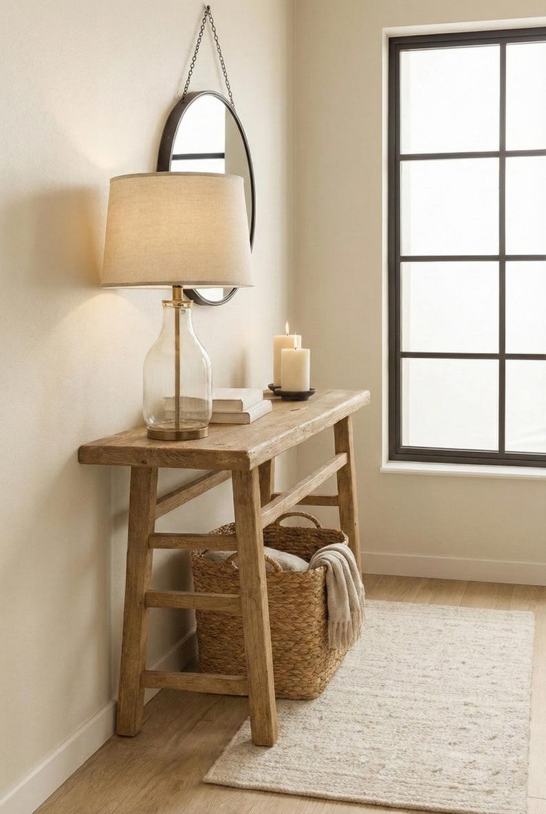 Rustic Console Table, Solid Wood, Reclaimed Wood Entryway Table, Hallway Table, Foyer Side Table, Handmade Custom Size 画像 4