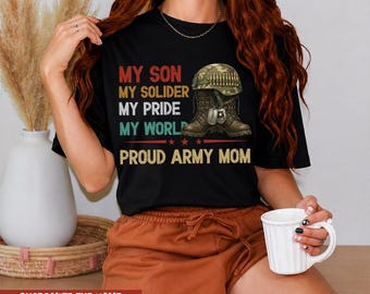Spersonalizowany Dzień Pamięci PNG, Dumna mama z wojska, Mój syn, Mój żołnierz PNG, Spersonalizowany prezent dla rodziny wojskowej, Koszulka z hołdem dla weteranów, Pobieranie cyfrowe