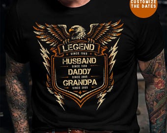 Spersonalizowany Legendarny Dziadek Png, Legendarny Mąż Tata Dziadek Niestandardowa Data Png, Koszulka z Prezentem na Dzień Ojca, Spersonalizowany Prezent Rodzinny, Pobieranie Cyfrowe