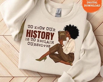 Black History Reading Woman PNG | Afrocentric Empowerment Art (Digital Download)