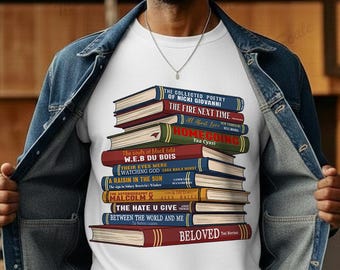 Black Literature Book Stack Png | African American Authors Reading Art | Classic Black Books Illustration | Book Lover Wall Art Graphic