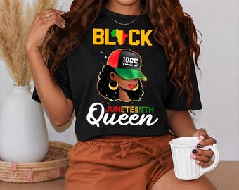 Czarna Królowa Juneteenth PNG, Afro Kobieta Melanina Pride PNG, Sztuka Czarnej Historii Afrykańskiej Dziewczyny PNG, Koszulka z nadrukiem Dumy Kulturowej, Pobieranie Cyfrowe
