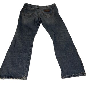 Wrangler Retro Slim Straight Blue Denim Jeans 5-Pocket Medium Wash Men 36x30 imagem 9