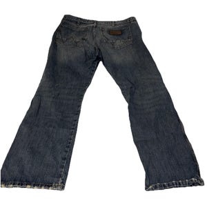 Wrangler Retro Slim Straight Blue Denim Jeans 5-Pocket Medium Wash Men 36x30 imagem 8
