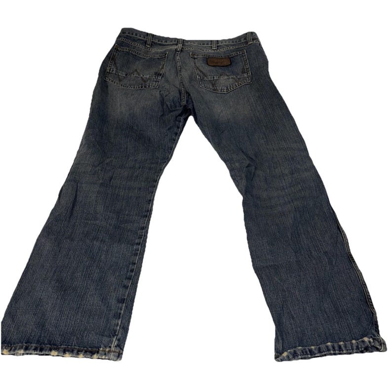 Wrangler Retro Slim Straight Blue Denim Jeans 5-Pocket Medium Wash Men 36x30 imagem 8