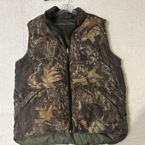 LL Bean Reversible Down Puffer Vest Mens Large Camo Mossy Oak image 1