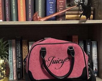 Juicy Couture Pink Velour Bowler Bag, Y2K Logo Satchel