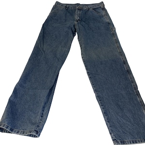 Wrangler Carpenter Jeans Mens 32x32 Blue Denim Work Pants Relaxed Fit image 1
