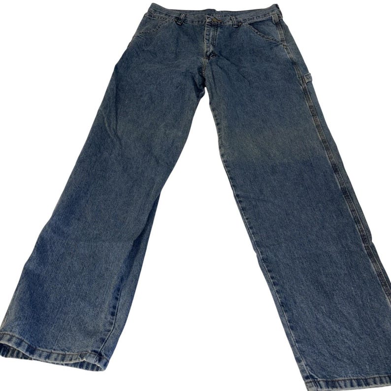 Wrangler Carpenter Jeans Mens 32x32 Blue Denim Work Pants Relaxed Fit image 1