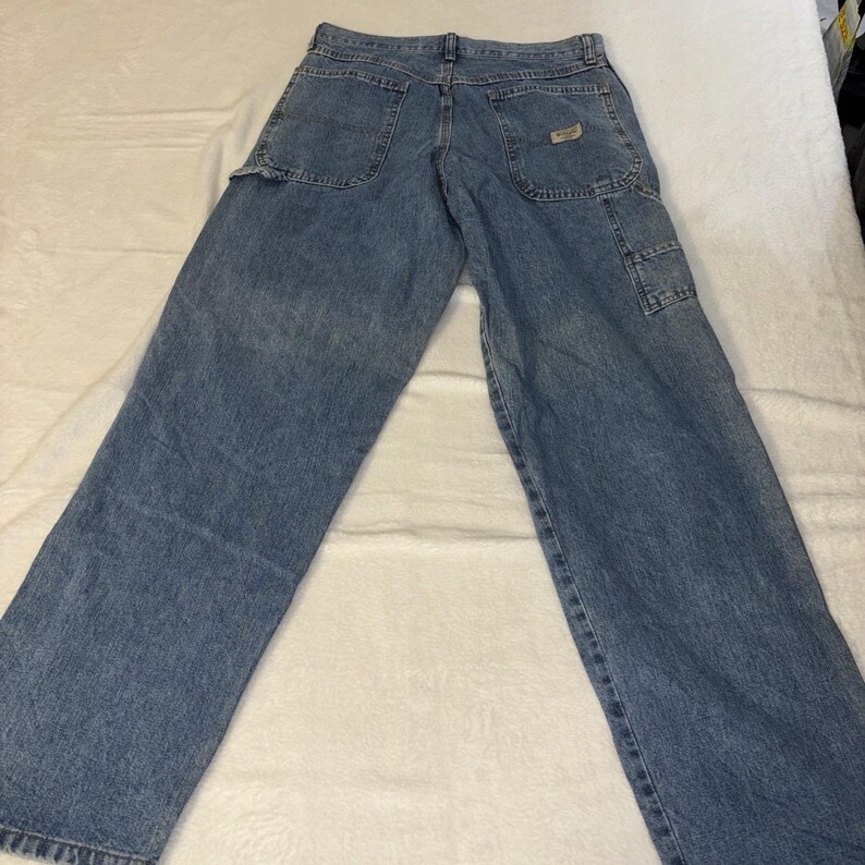 Wrangler Carpenter Jeans Mens 32x32 Blue Denim Work Pants Relaxed Fit image 7