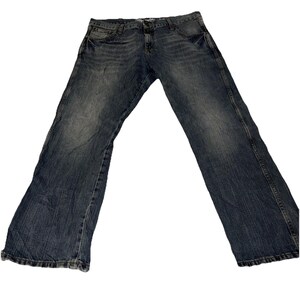 Wrangler Retro Slim Straight Blue Denim Jeans 5-Pocket Medium Wash Men 36x30 imagem 1