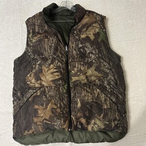 LL Bean Reversible Down Puffer Vest Mens Large Camo Mossy Oak image 2