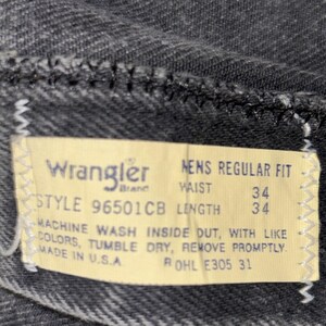 Vintage Wrangler USA Black Jeans 34x34 96501CB Faded Regular Fit Made In The USA image 5