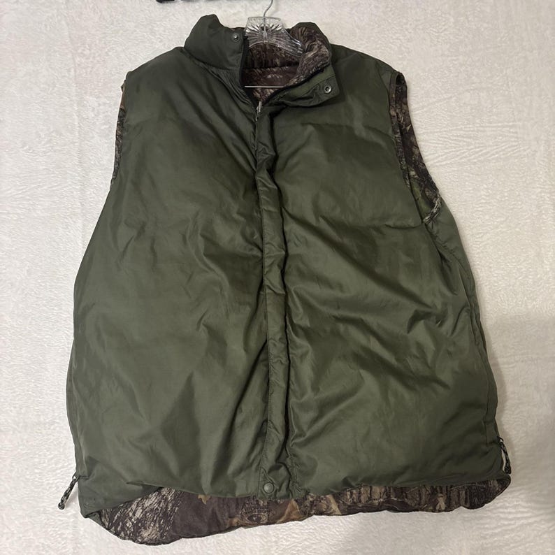 LL Bean Reversible Down Puffer Vest Mens Large Camo Mossy Oak image 6
