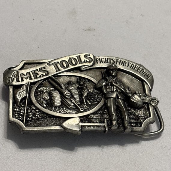 Vintage Ames Tools WWII Commemorative Belt Buckle 1984 Limited Edition