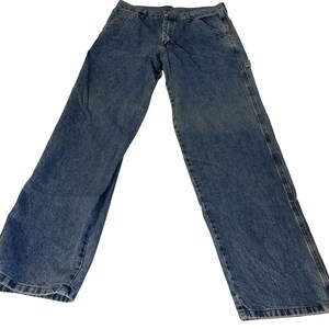 Wrangler Carpenter Jeans Mens 32x32 Blue Denim Work Pants Relaxed Fit image 2