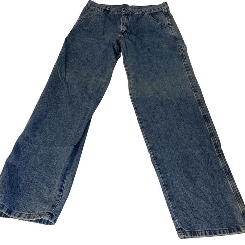 Wrangler Carpenter Jeans Mens 32x32 Blue Denim Work Pants Relaxed Fit image 2