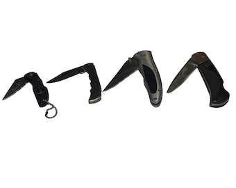 Lote de 4 navajas plegables Alaska Sabre de acero inoxidable con bloqueo EDC (Equipo de Transporte Diario)