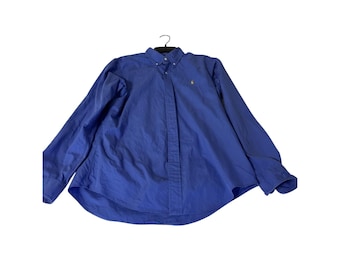 Ralph Lauren Custom Fit Blue Button Down Shirt Pony Logo Mens Medium Preppy