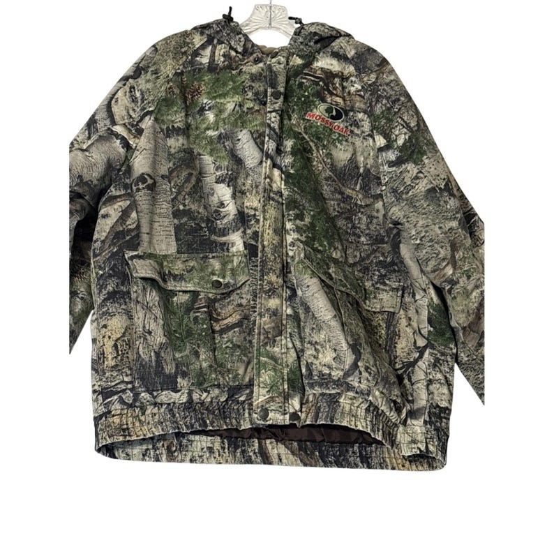 Chaqueta de camuflaje Mossy Oak XL con capucha y aislamiento para caza al aire libre para hombre imagen 2
