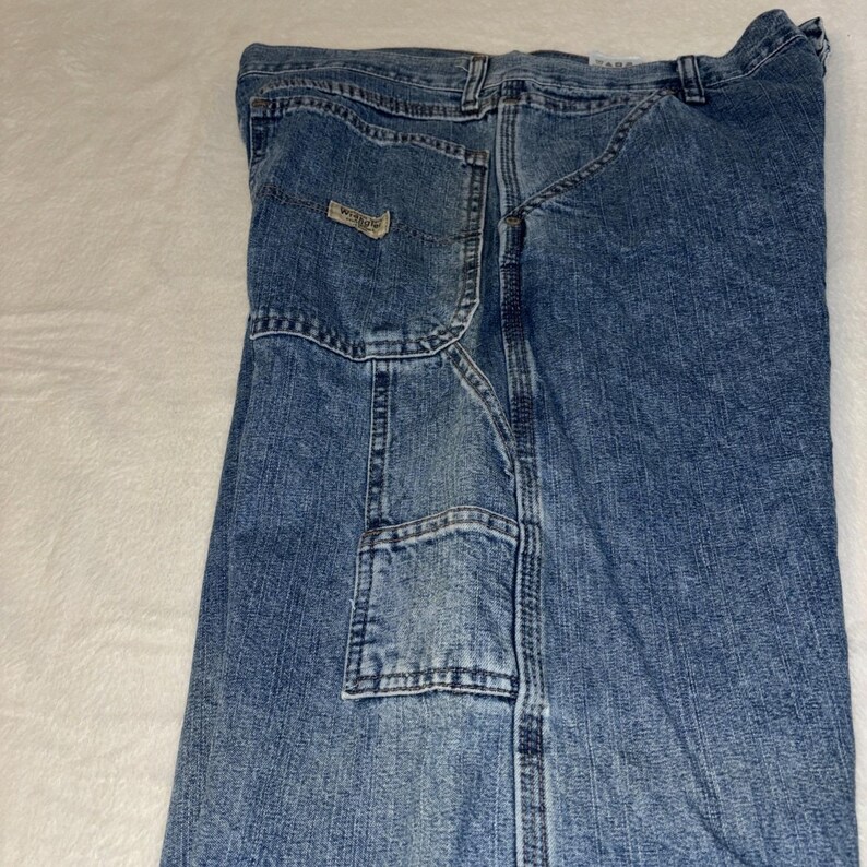 Wrangler Carpenter Jeans Mens 32x32 Blue Denim Work Pants Relaxed Fit image 5