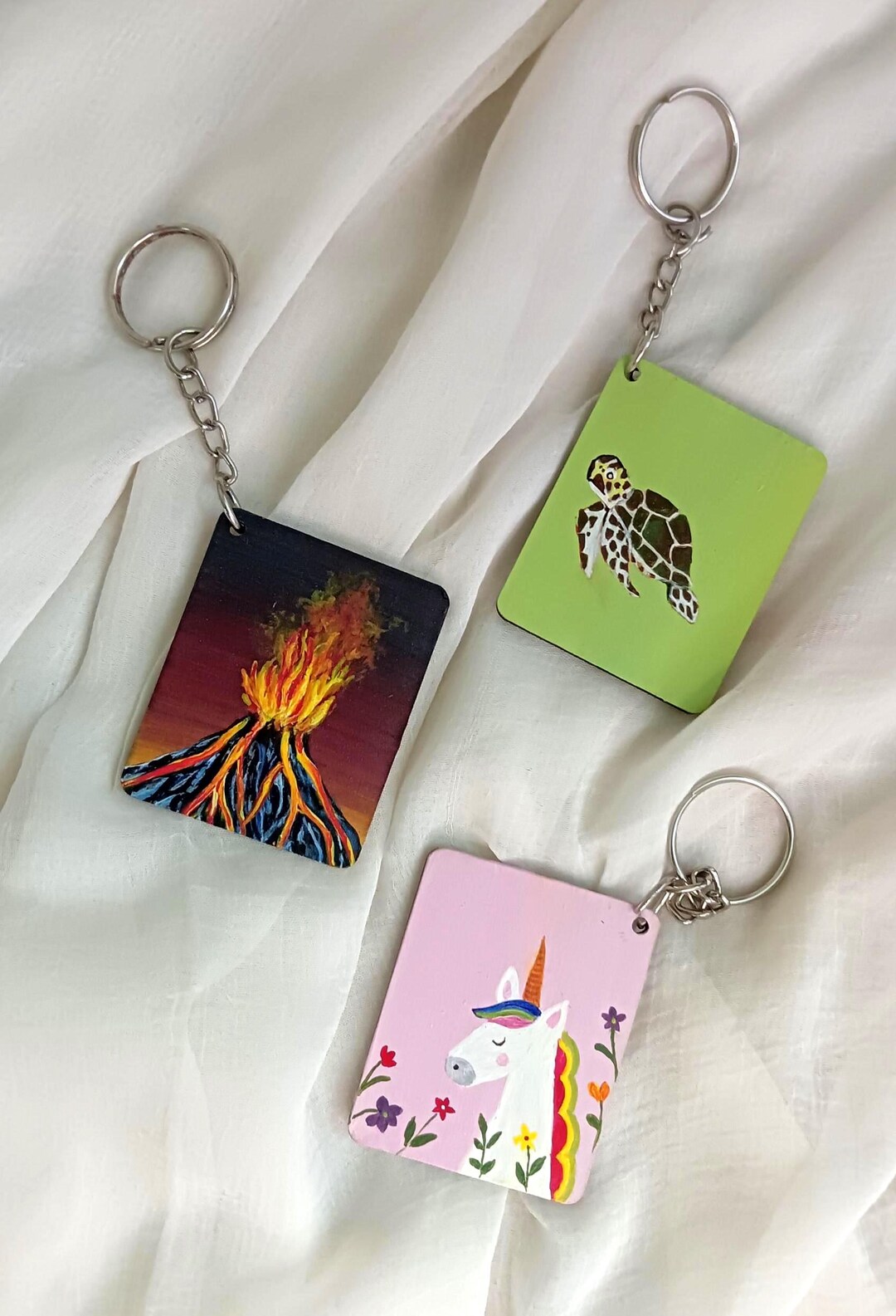 Lava Volcano Key Chain Keychain: Volcano, Turtle, Unicorn - Etsy