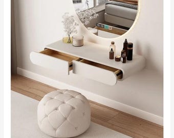 Tocador flotante moderno con cajones – Tocador minimalista de mediados de siglo