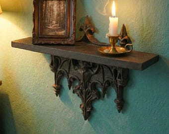 Black Gothic Altar Shelf with Bat Silhouette for Which style interiors