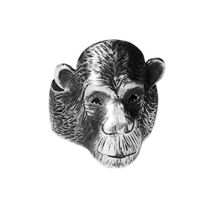 Anillo de chimpancé / Plata de ley / Pátina oxidada