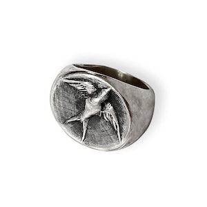 Anillos de sello de pájaro golondrina / plata de ley