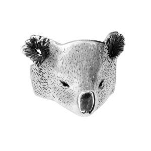 Koala Ring / Sterling Silver / Decorated with Oxidised Black Patina