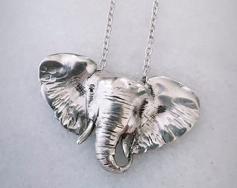 Elephant Pendant Necklace / Sterling Silver
