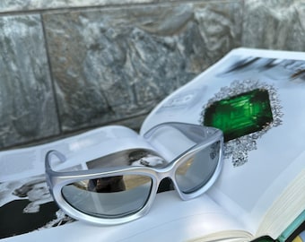 Vintage Unisex Y2K Style Silver Sports Wrap Around  display picture 1
