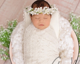 White Flower Crown - Floral Crown - Flower Girl Crown, Bridal Crown - First Communion