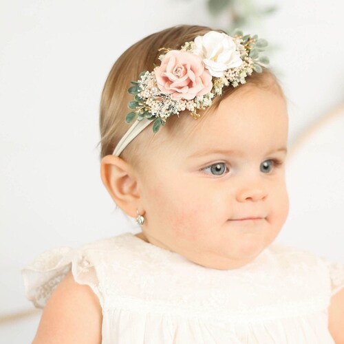Blush Baby Girl Flower Crown Pink & Gold Baby Crown - Etsy