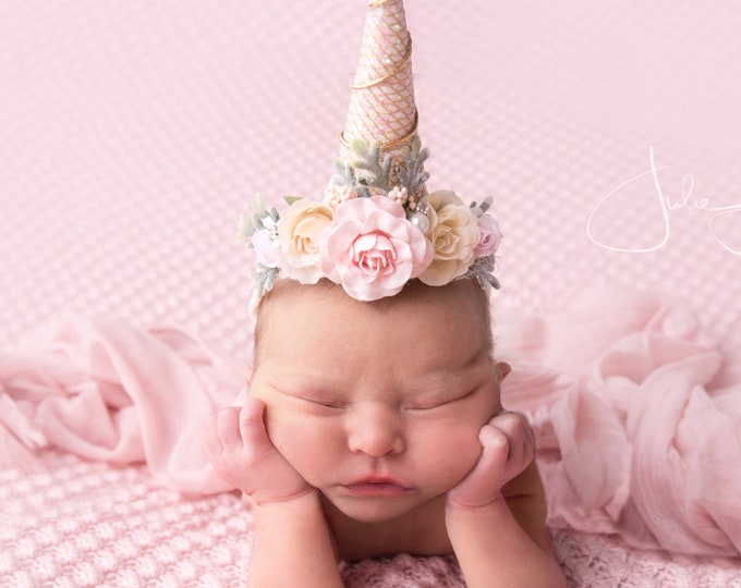 Baby Unicorn Headband, Newborn Unicorn Horn Headband, Unicorn Horn Headband Photo prop, Pink Unicorn Headband