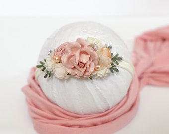 Blush pink and Ivory Flower Crown , Flower Girl Crown, Flower headband, Newborn Headband, Baby Headband, Floral hair clip