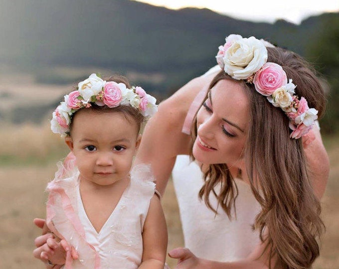 Flower Girl Crowns, Wedding Flower crown, flower Crown, bridal Crown, bridal headpeice, flower girl headband, flower girl