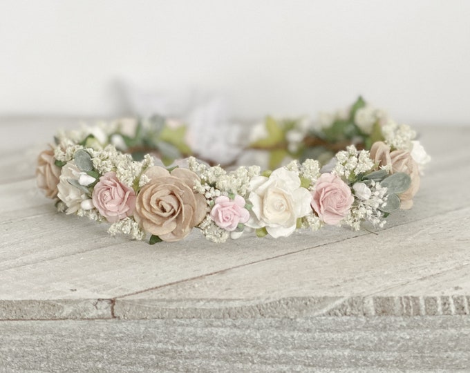 Blush Flower Crown , Flower Girl Crown, Flower Crown, Halo Flower Crown, Bridal Crown, Maternity Crown, Wedding Crown, Boho Wedding