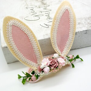 Pink and mauve bunny ears headband, Easter Headband,Baby Bunny Headband,Bunny Ears Headband,Newborn Headband,Baby Headband,Woodland Headband