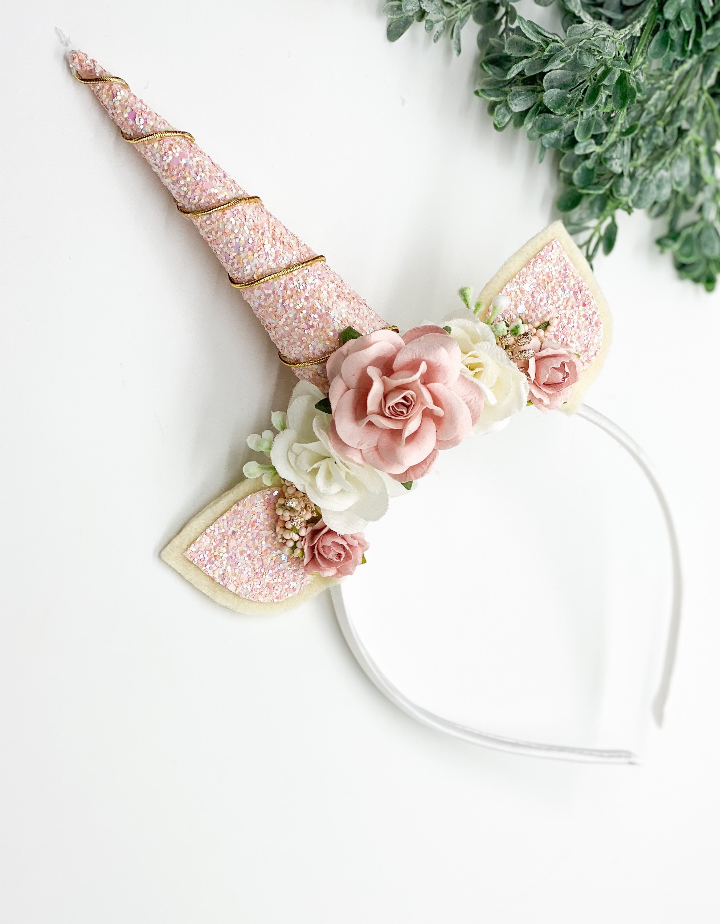 Unicorn Headband, Pink,Ivory Unicorn Party, Unicorn Birthday, Unicorn Horn  Headband, Pink Unicorn headband